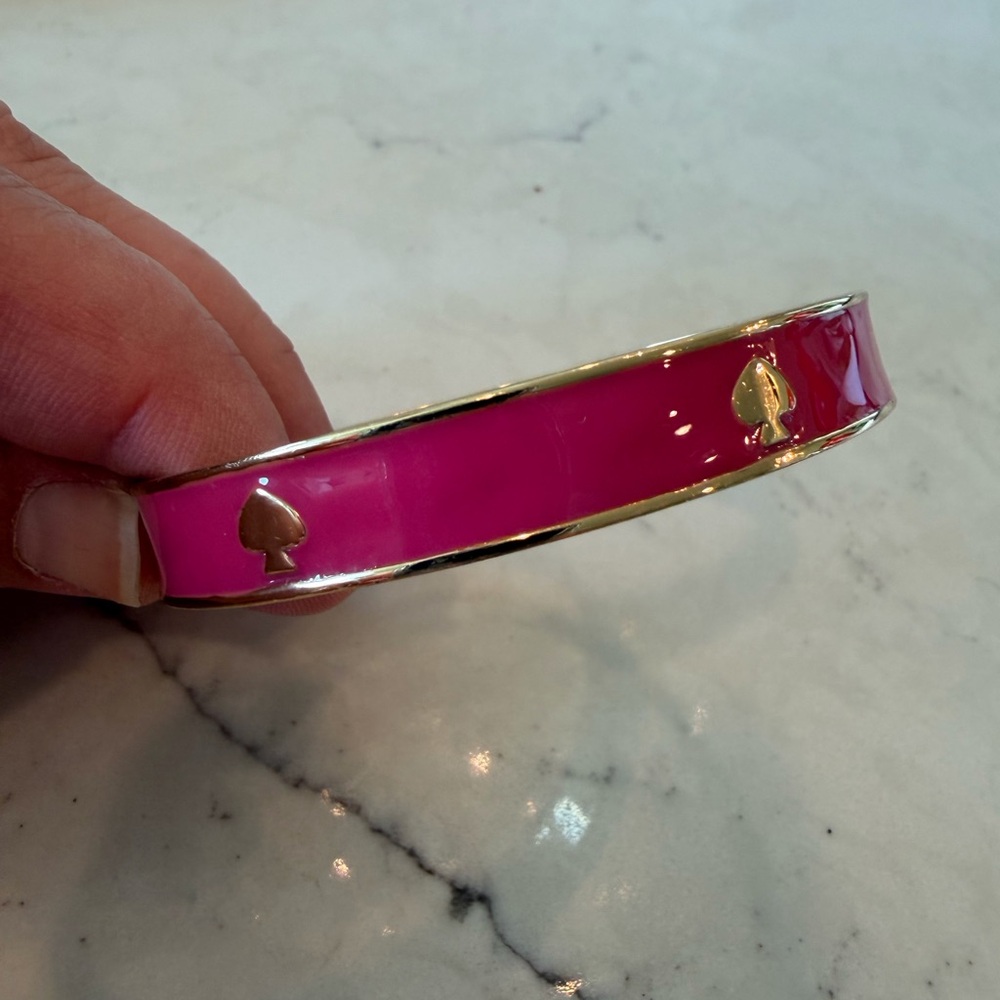 Kate Spade Pink Enamel Gold Tone Bangle Bracelet